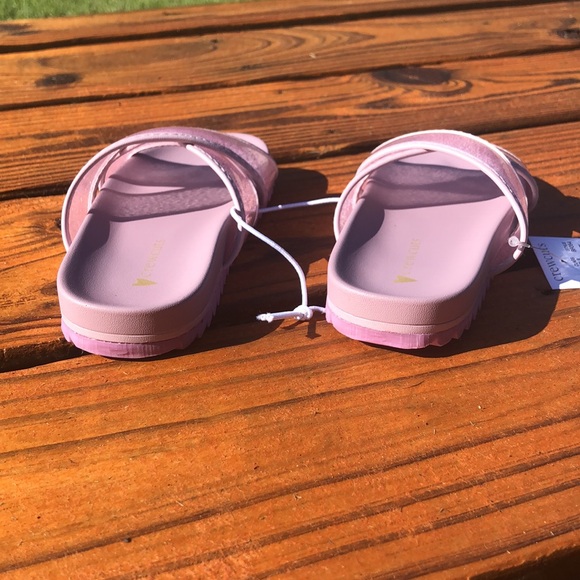 NWT J Crew Crewcuts Purple Pool Slides With Glitter Straps Toddler Sizes 8 and 9 - Picture 5 of 7